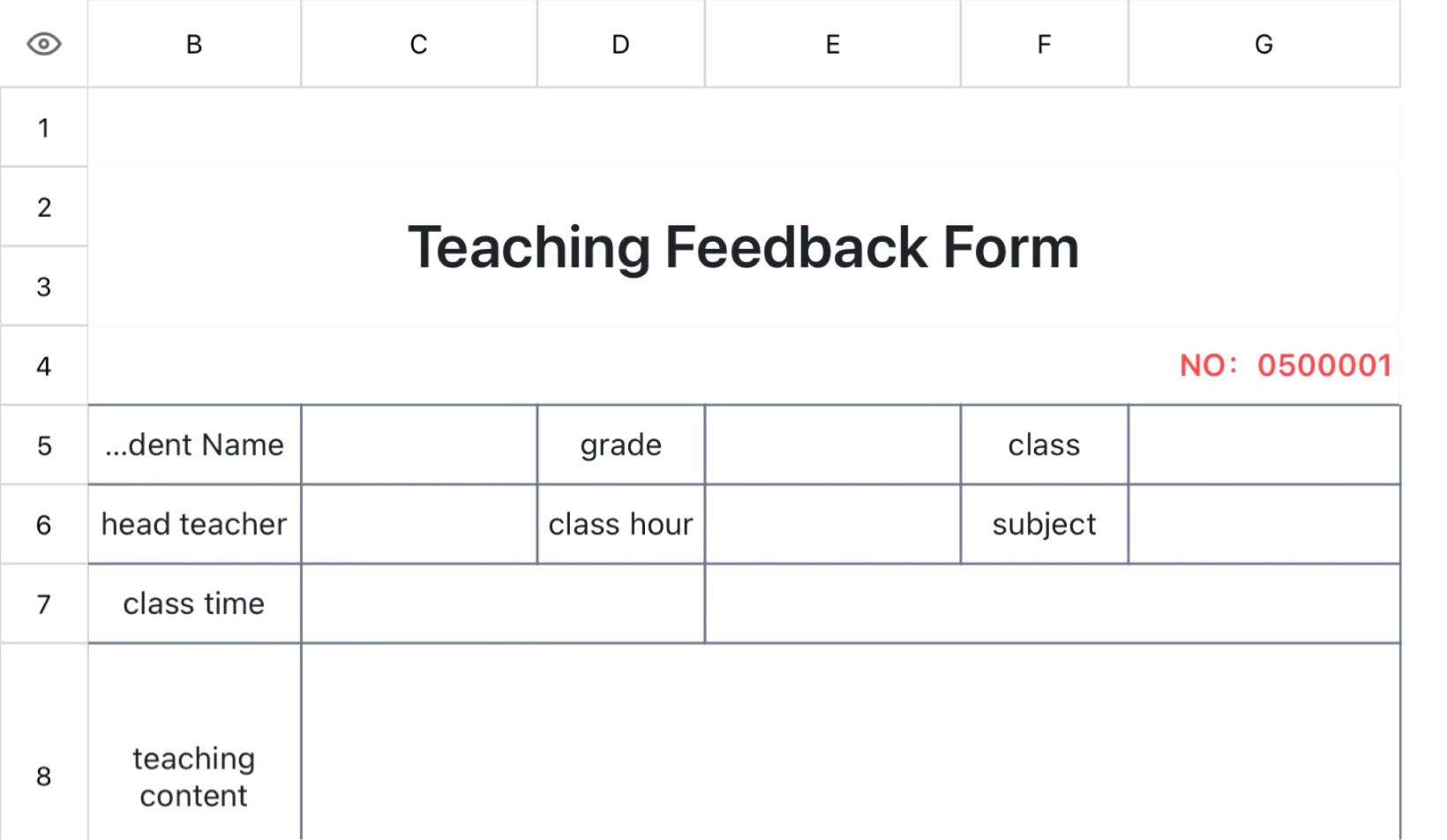 Teaching Feedback Form